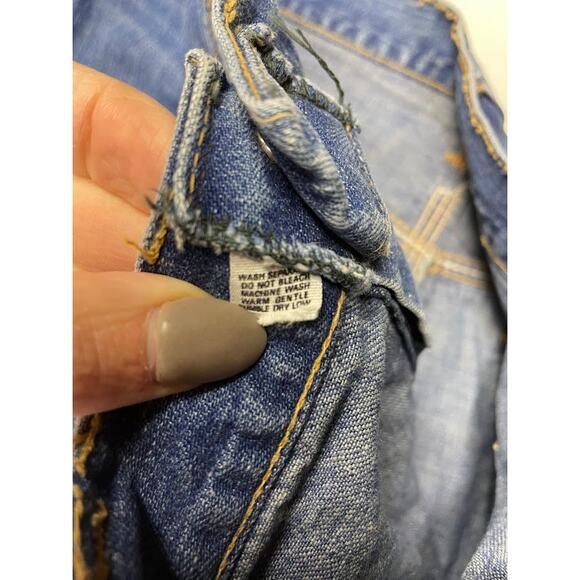 Vintage Red Snap Flare Jeans 1970s High Waist Wide Leg Bell Bottom Jeans Size 6 - Picture 11 of 16